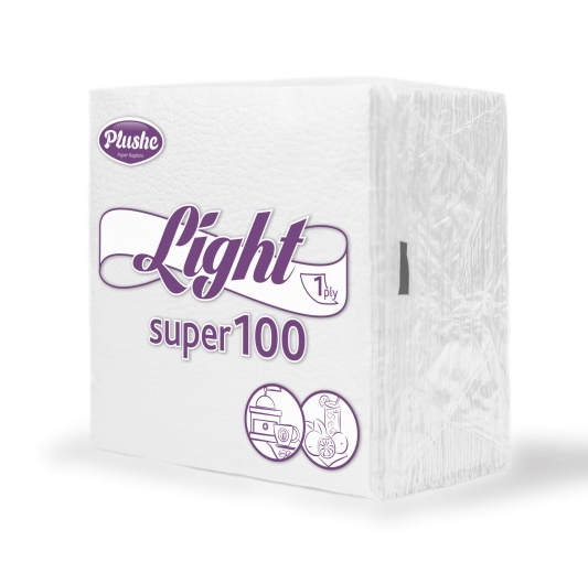 Салфетка "Plushe Light Super 100" 22,5*22,5  мм, 1 слой, 75 листов