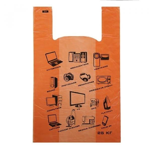 Пакет майка "Электроника" 42 см х 64 см оранжевый